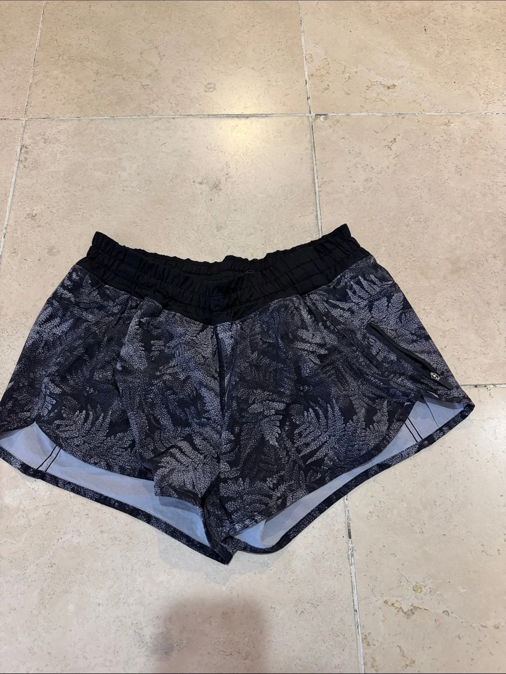 lululemon athletica Black Leaf-Print Athletic Shorts